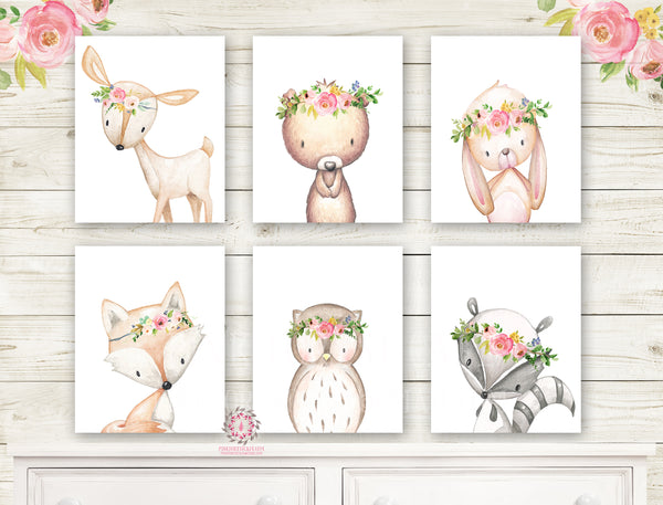 SALE 6 Boho Fox Deer Bear Mandala Wall Art Print Woodland Nursery Baby –  Pink Forest Cafe