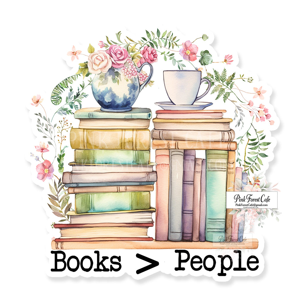 Books Are Greater Than People Book Reading Vinyl Decal Sticker