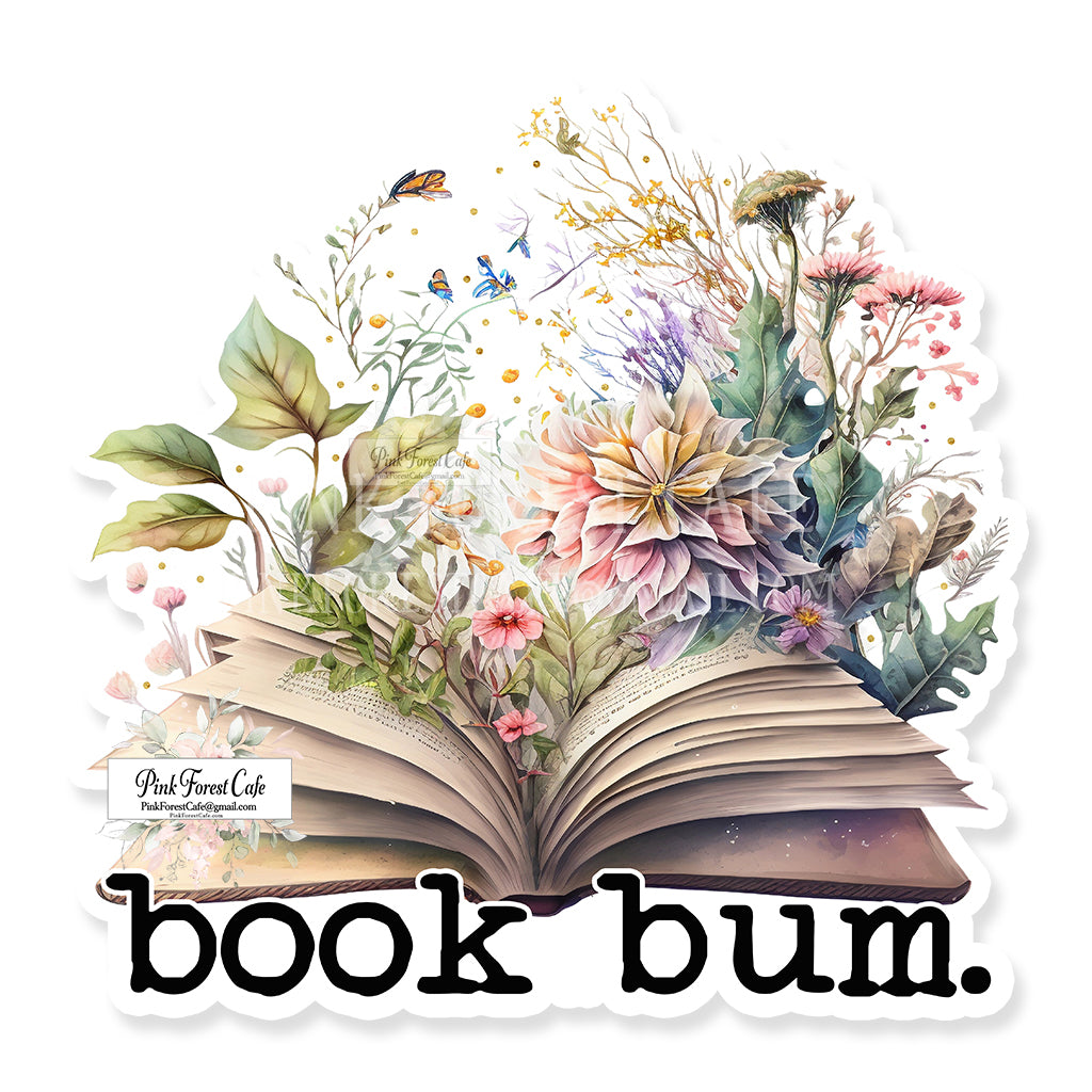 Book Bum Reading Vinyl Decal Sticker