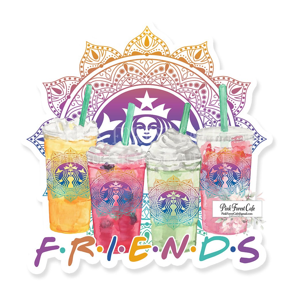 Starbucks Coffee Mandala Iced Coffee Friends Vinyl Decal Sticker