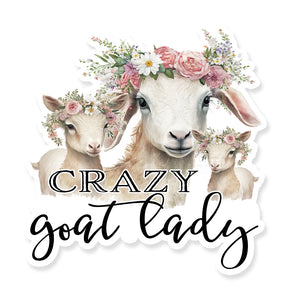 Crazy Goad Lady Farm Animal Vinyl Decal Sticker