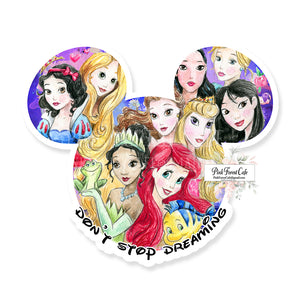 Mouse Ears Don't Stop Dreaming Disney Princess Vinyl Sticker