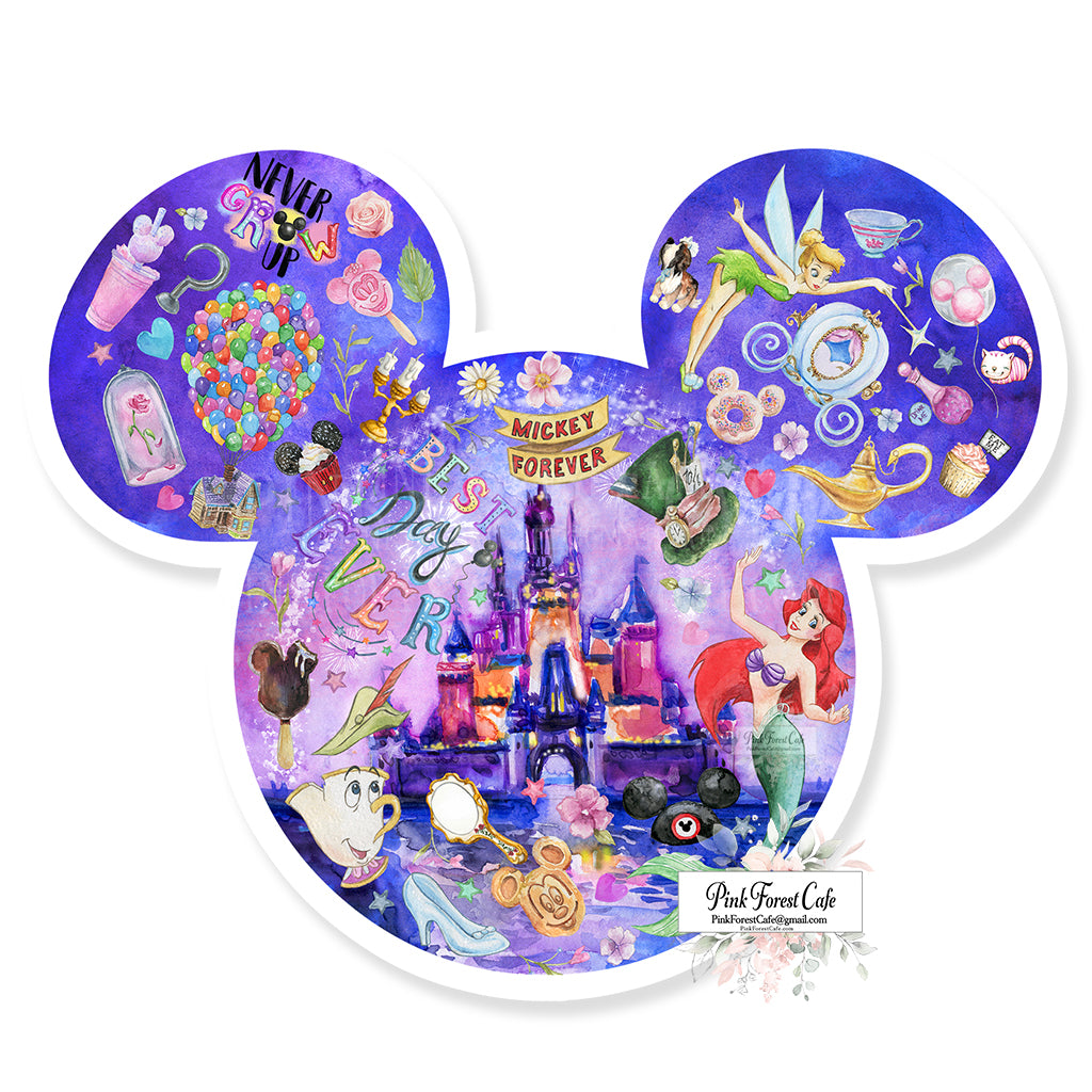 Mouse Ears Purple Disney Castle Vinyl Sticker