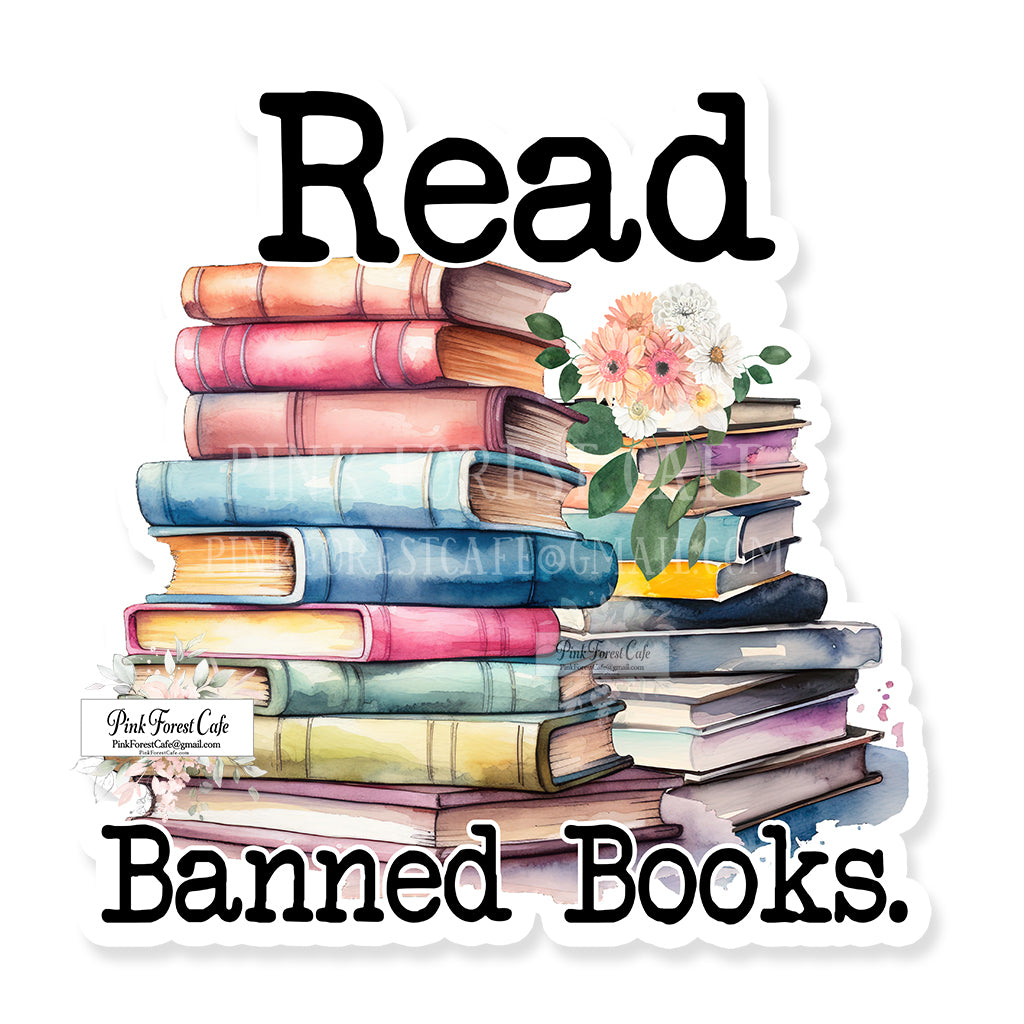 Read Banned Books Vinyl Decal Sticker