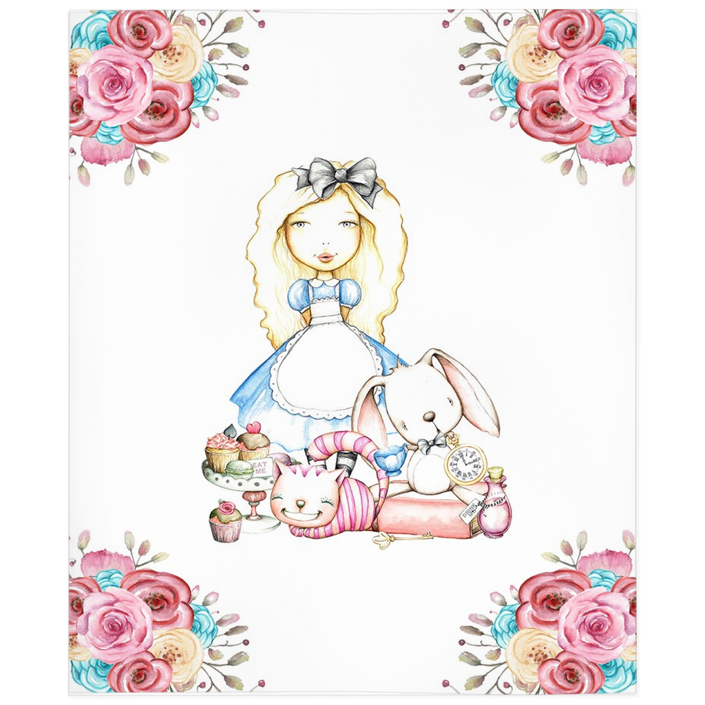 Alice In Wonderland Baby Nursery Minky Blanket Infant Disney Cheshire Cat  White Rabbit Throw 50x60