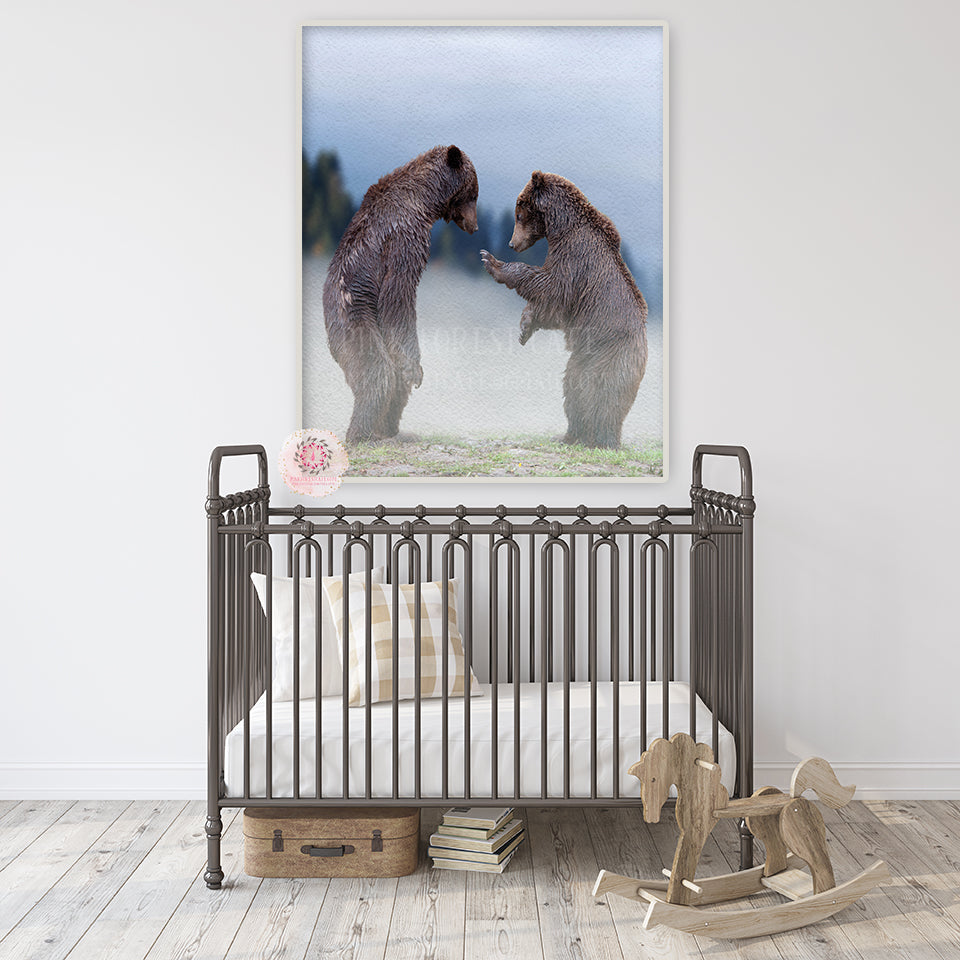 Bear Woodland Wall Art Print Nursery Baby Printable Decor