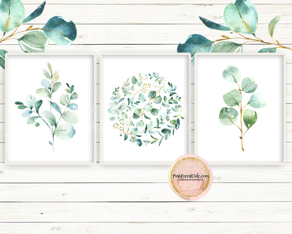 3 Eucalyptus Botanical Wall Art Print Baby Nursery Gender Neutral Woodland Boho Plant Greenery Watercolor Living Room Office Nursery Gender Neutral Room Printable Decor