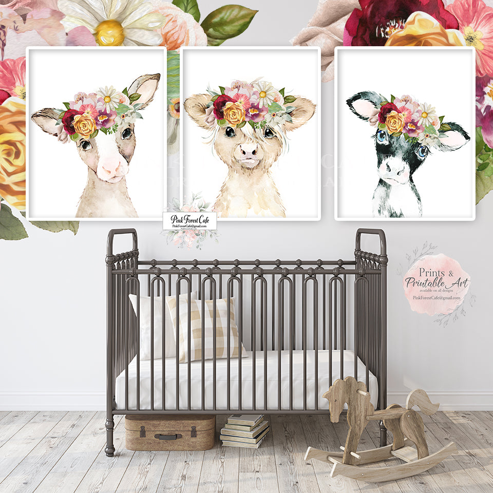 Cow print nursery sales decor