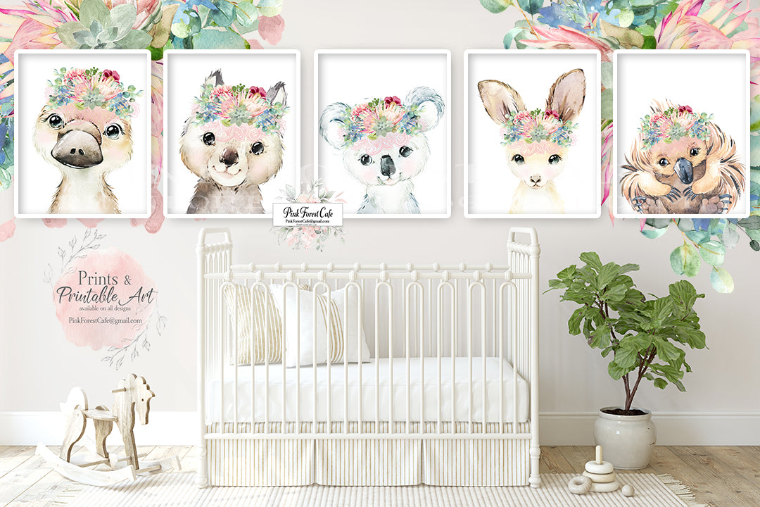 Koala Nursery Decor, Koala Wall Art, Baby Girl Decor, Girl Wall