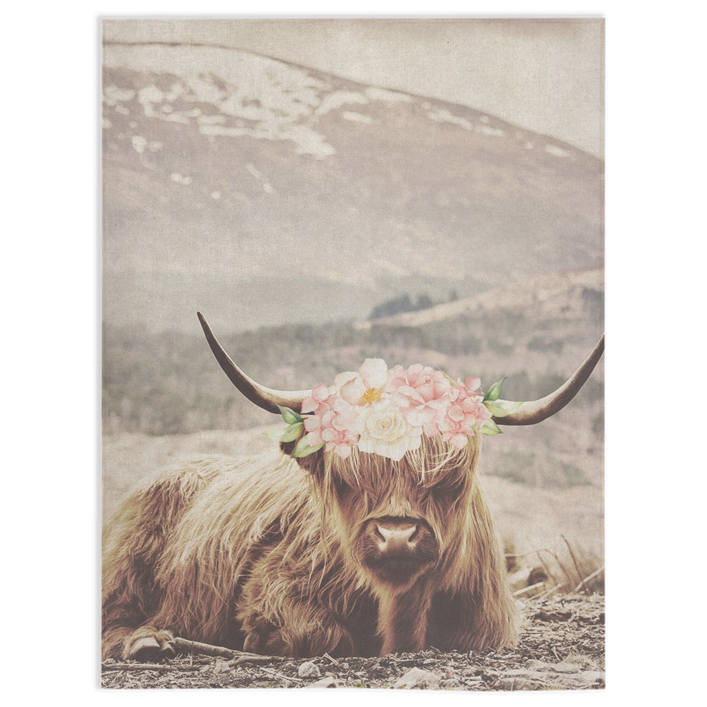 Highland Cow Farm Animal Minky Blanket Baby Girl Nursery Decor