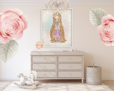 Ethereal Boho Girl Nursery Wall Art Print Baby Room "Bailey" Watercolor Printable Decor