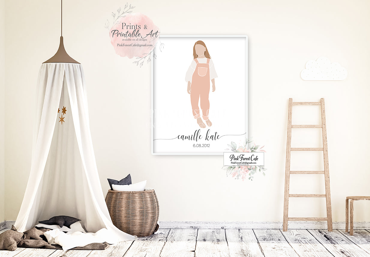 Boho Baby Girl Boy Baby Name Birth Stats Personalized Wall Art Print Nursery Printable Decor