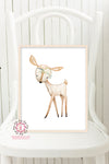 Boho Deer Blush Printable Print Wall Art Woodland Nursery Baby Girl Room Bohemian Floral Decor