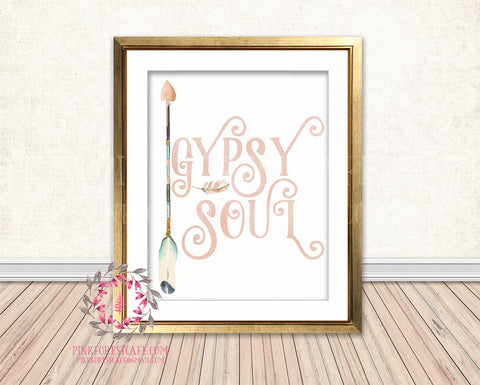 Gypsy Soul Blush Boho Tribal Arrow Nursery Baby Girl Room Printable Print Wall Decor