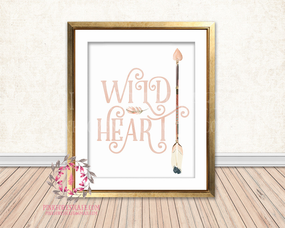 Wild Heart Blush Boho Tribal Arrow Nursery Baby Girl Room Printable Print Wall Decor