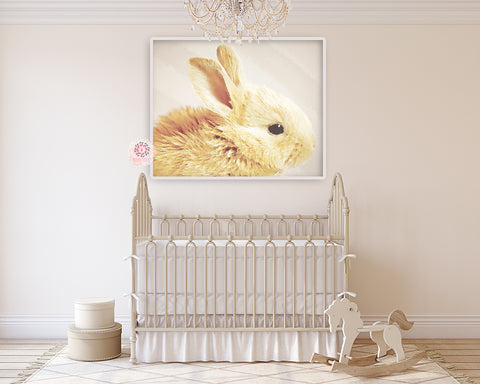 Bunny Rabbit Blush Woodland Boho Wall Art Print Nursery Baby Girl Room Watercolor Printable Decor