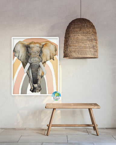 Elephant Tusk Rainbow Wall Art Print Jungle Zoo Safari Boy Nursery Printable Décor