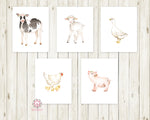 Lamb Sheep Cow Chicken Pig Wall Art Print Farm Animal Zoo Boho Floral Nursery Baby Girl Room Watercolor Printable Decor