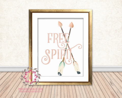 Free Spirit Blush Boho Tribal Arrow Wall Art Print Nursery Baby Girl Room Printable Decor