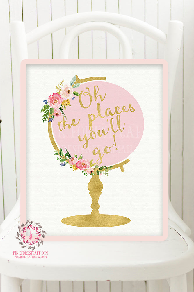 World Globe Printable Wall Art Print Nursery Oh The Places You'll Go Boho Home Bohemian Decor