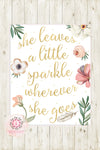 Boho Gold She Leaves A Little Sparkle Wherever She Goes Wall Art Print Girl Nursery Baby Room Printable Decor