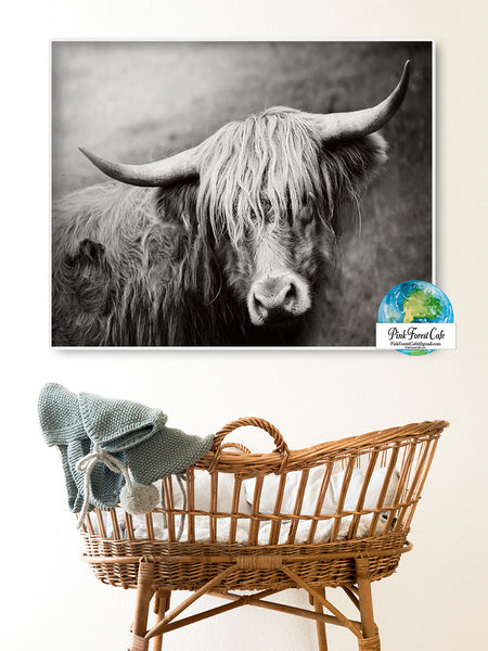 Highland Cow Wall Art Print Scottish Farm Nursery Baby Room Printable Decor