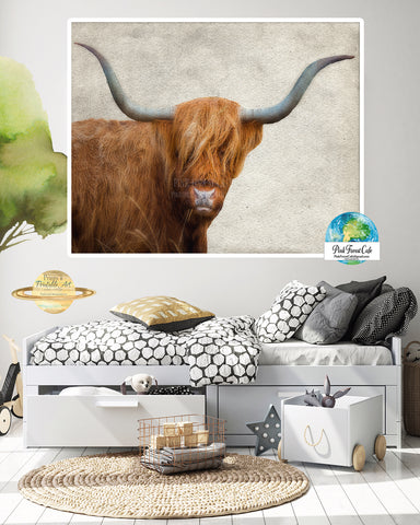 Highland Cow Wall Art Print Scottish Farm Nursery Baby Room Printable Decor