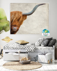 Highland Cow Wall Art Print Scottish Farm Nursery Baby Room Printable Decor