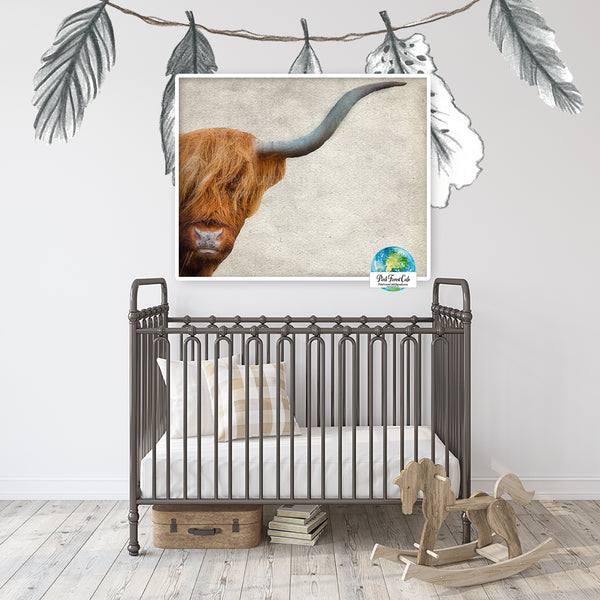 Highland Cow Wall Art Print Scottish Farm Nursery Baby Room Printable Decor