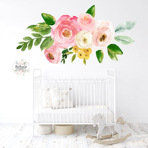 3 - 72" & 40" Blush Pink Peony Wall Decal Sticker Peonies Floral Flower Decals Sticker Boho Décor