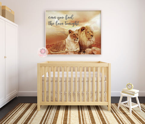 Lion King Quote Safari Nursery Wall Art Print Kids Baby Zoo Room Disney Can You Feel The Love Tonight Playroom Gender Neutral Boy Girl Watercolor Printable Decor