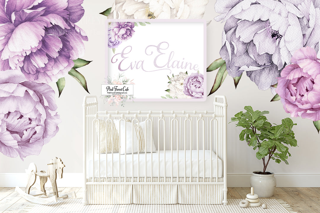 Lavender Floral Pink/Purple Wall Decals / Stickers – Lambs & Ivy