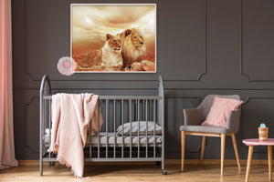 Lion Safari Nursery Wall Art Print Kids Baby Zoo Room Playroom Gender Neutral Boy Girl Watercolor Printable Decor