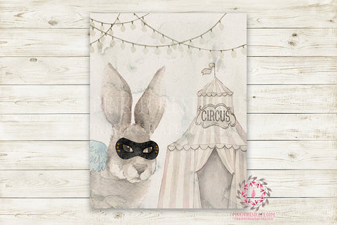 Ethereal Woodland Boho Bunny Nursery Wall Art Print Baby Girl Boy Rustic Circus  "Master Jake" Printable Watercolor Mystery Fantasy Magical Amusement Park Carnival Decor