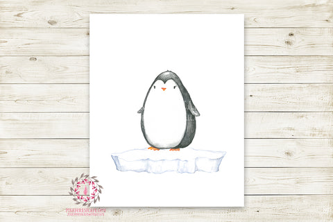 Penguin Wall Art Print Baby Kids Nursery Zoo Animal Watercolor Poster Room Printable Decor