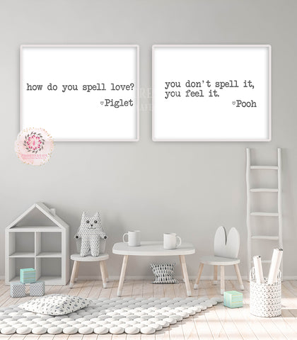 Piglet Winnie The Pooh Wall Art Print Disney QUOTE Nursery Baby Girl Boy Gender Neutral Room Printable Decor