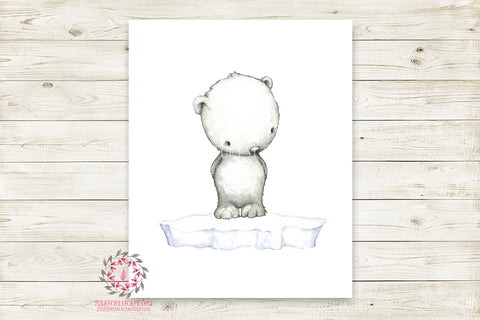 Polar Bear Wall Art Print Baby Kids Nursery Zoo Animal Watercolor Poster Room Printable Decor