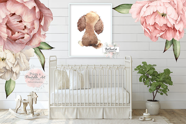 Puppy Dog Wall Art Print Nursery Baby Room Watercolor Printable Decor