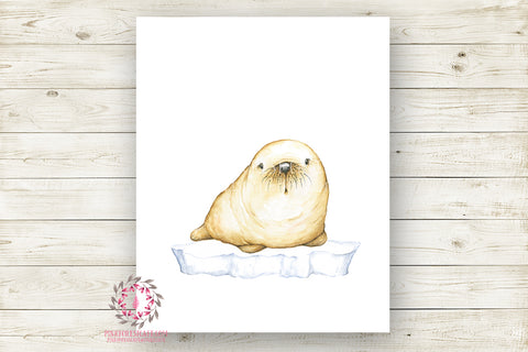 Seal Wall Art Print Baby Kids Nursery Zoo Animal Watercolor Poster Room Printable Decor