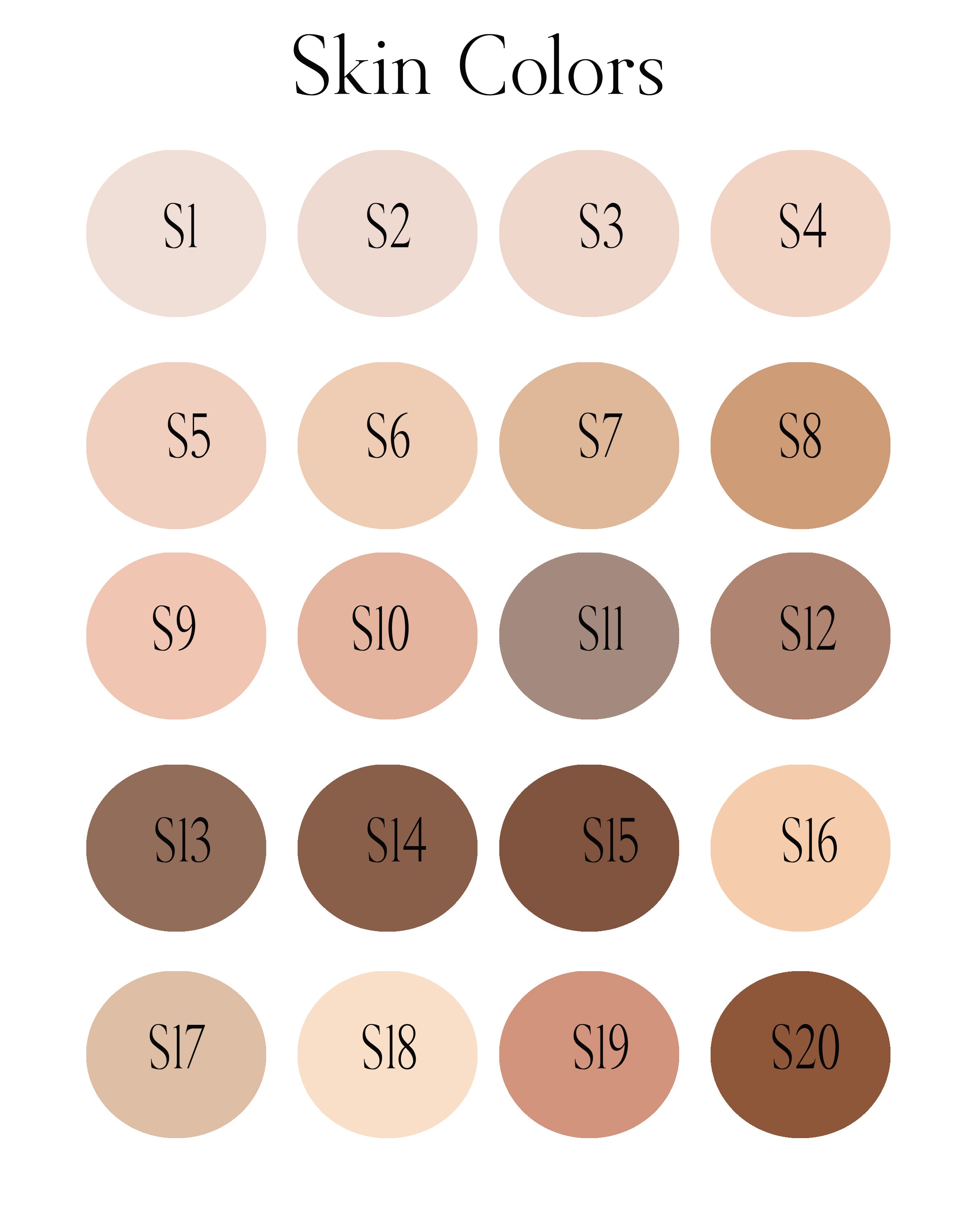 skin tone chart with names