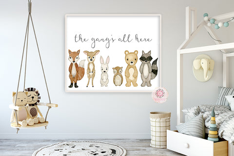 Woodland Animals Wall Art Print Deer Bunny Fox Bear Watercolor Baby Nursery Exclusive Printable Decor