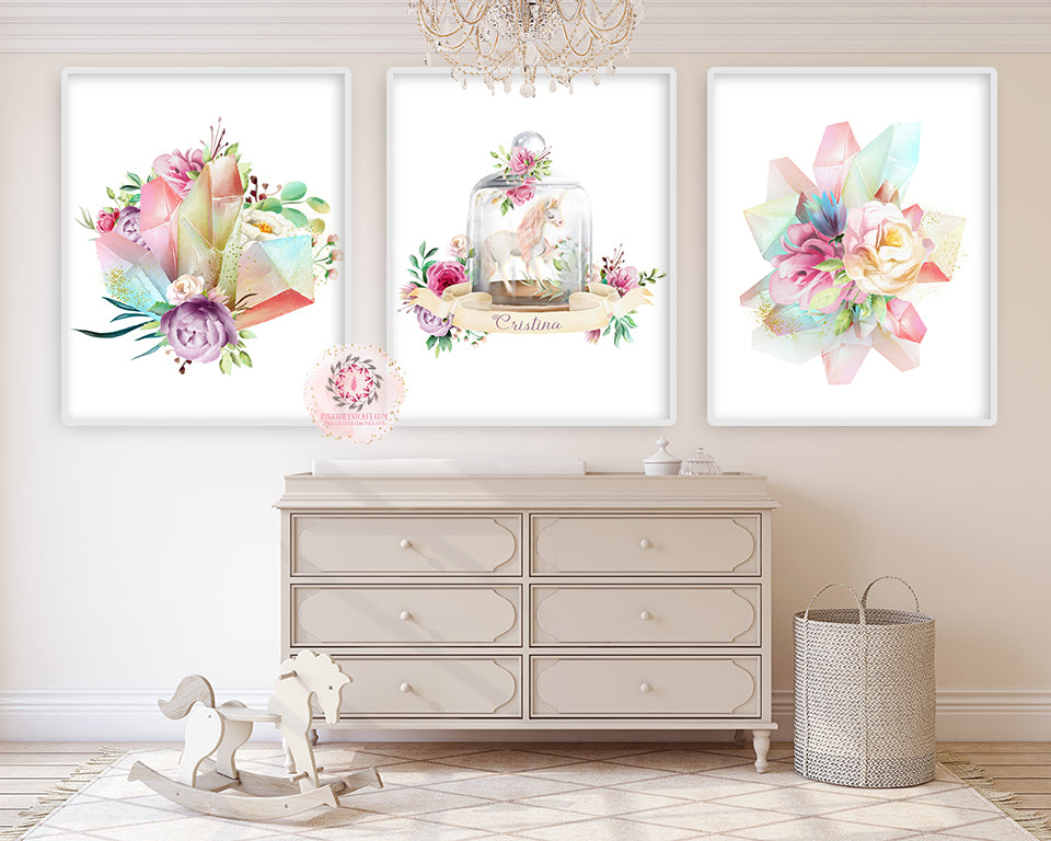 Unicorn Wall Art For Girls Baby Nursery Bedroom Wall Art Posters Decor 3 Pc  Set