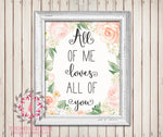 All Of Me Loves All Of You Baby Girl Room Printable Wall Art Nursery Home Decor