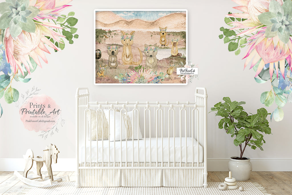 Koala Bear Australian Baby Watercolor Printable Print Wall Art Nursery –  Pink Forest Cafe