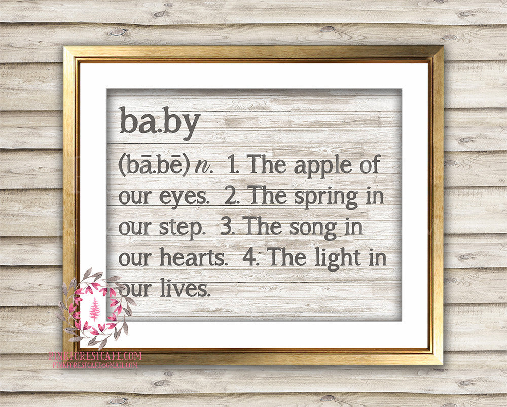 Baby Definition Dictionary Woodland Printable Print Wall Art Nursery Decor