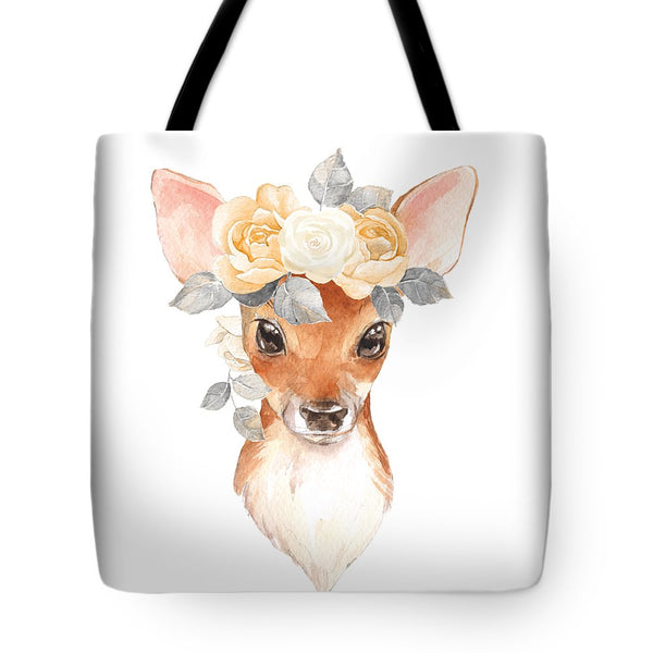 Blush Floral Deer - Tote Bag