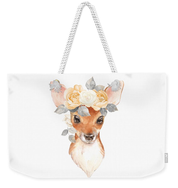 Blush Floral Deer - Weekender Tote Bag