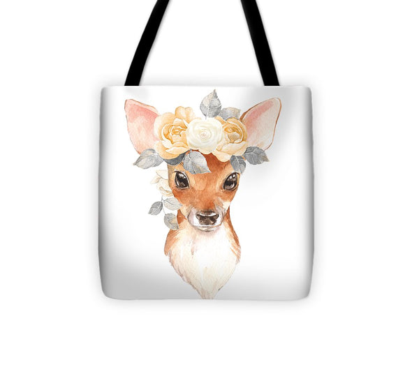 Blush Floral Deer - Tote Bag