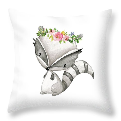 Boho Raccoon - Custom Order - Throw Pillow