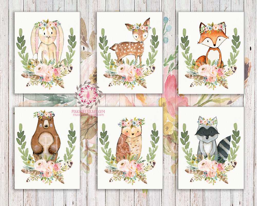Llama Alpaca Wall Art Print Boho Woodland Blush Bohemian Floral Nurser –  Pink Forest Cafe